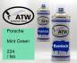 Preview: Porsche, Mint Green, 224 / N4: 400ml Sprühdose + 400ml Klarlack - Set, von ATW Autoteile West.